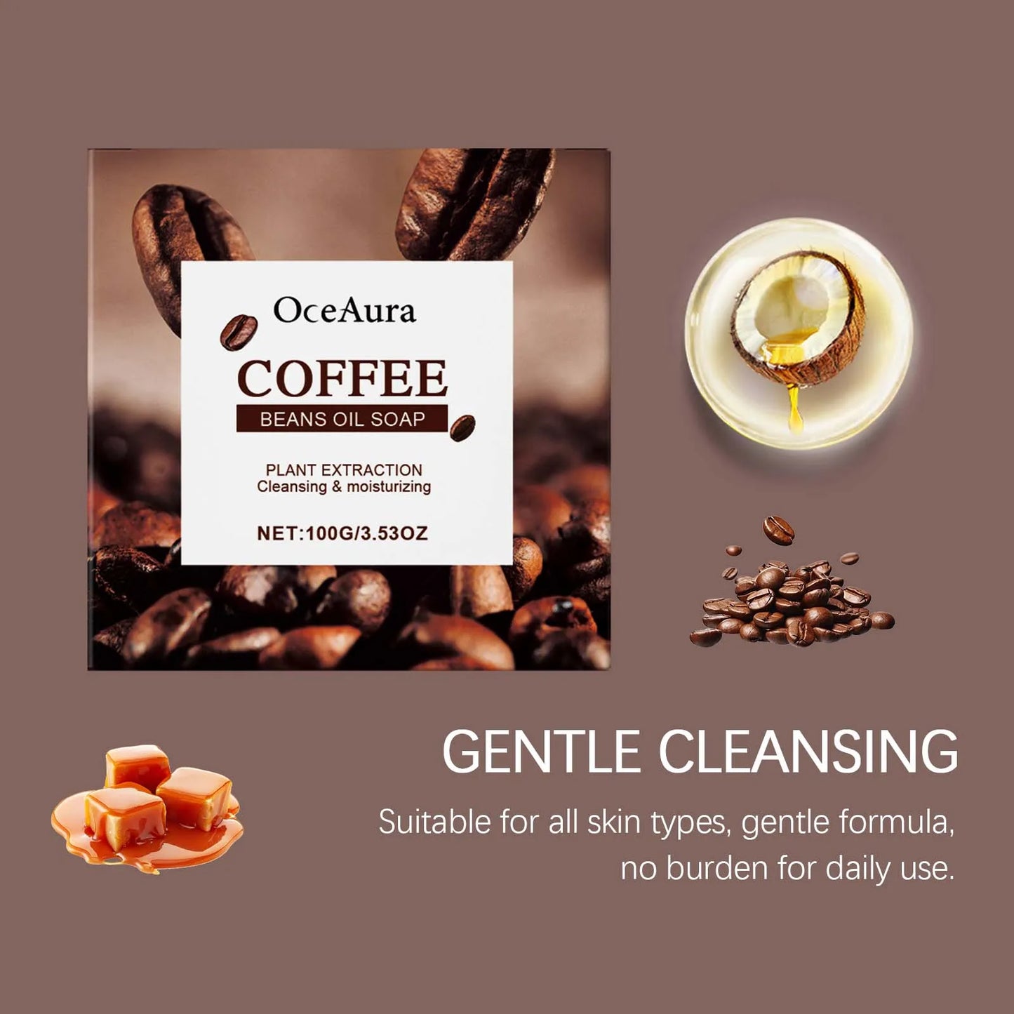 Coffee Skin-Nourishing Essential Oil Soap: Moisturizing, Water-Locking, Soothing for Sensitive Skin, with Rich & Dense Lather an
