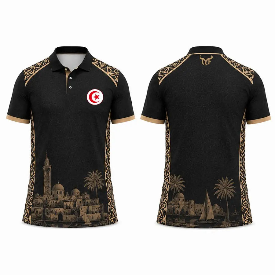 Tunisia 2026 Flag & Landmark Polo – Classic Lapel Button Top, Unisex Streetwear