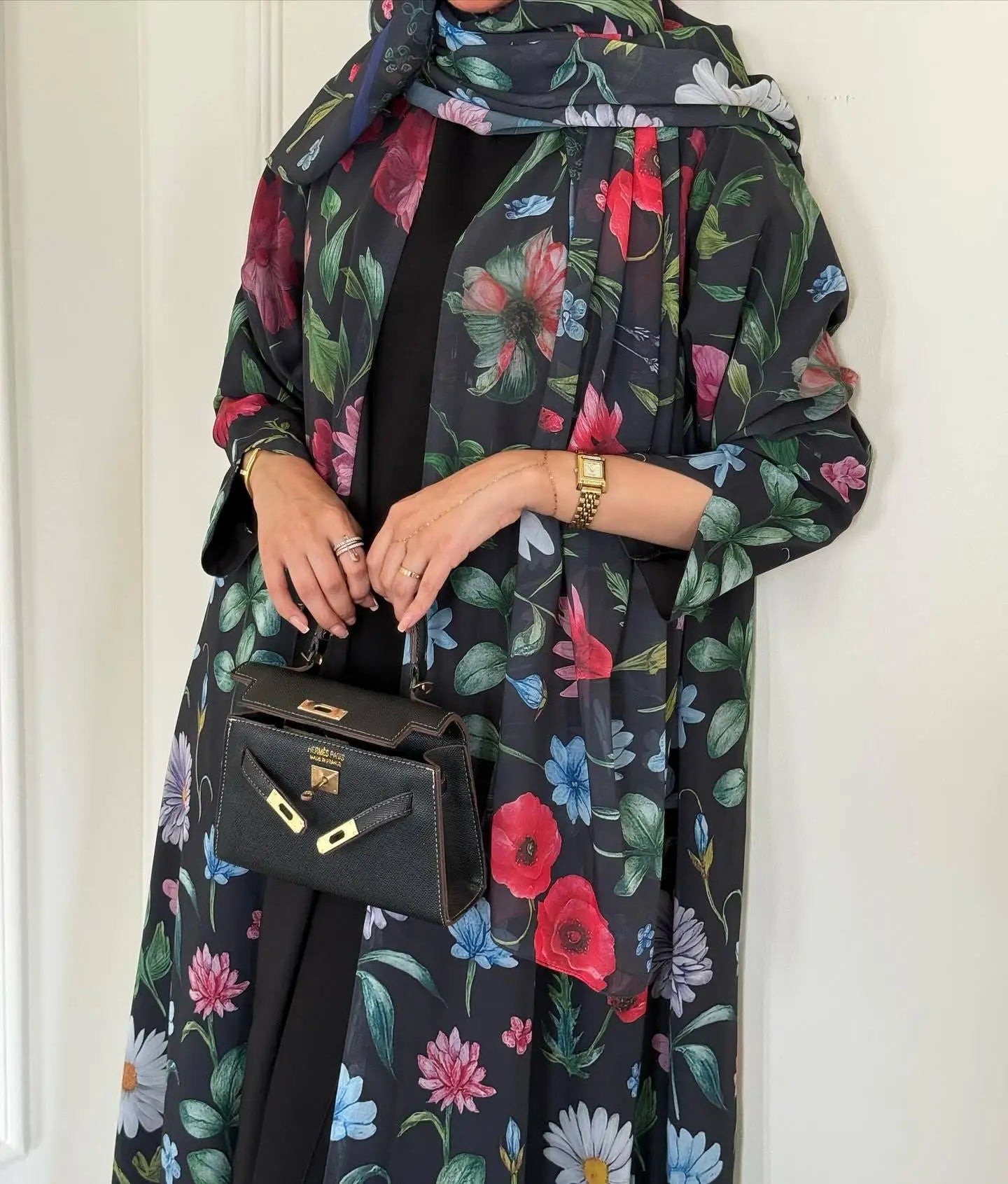 Flower Print Eid – The Open Cardigan Khimar Set for the Muslim Woman in America
