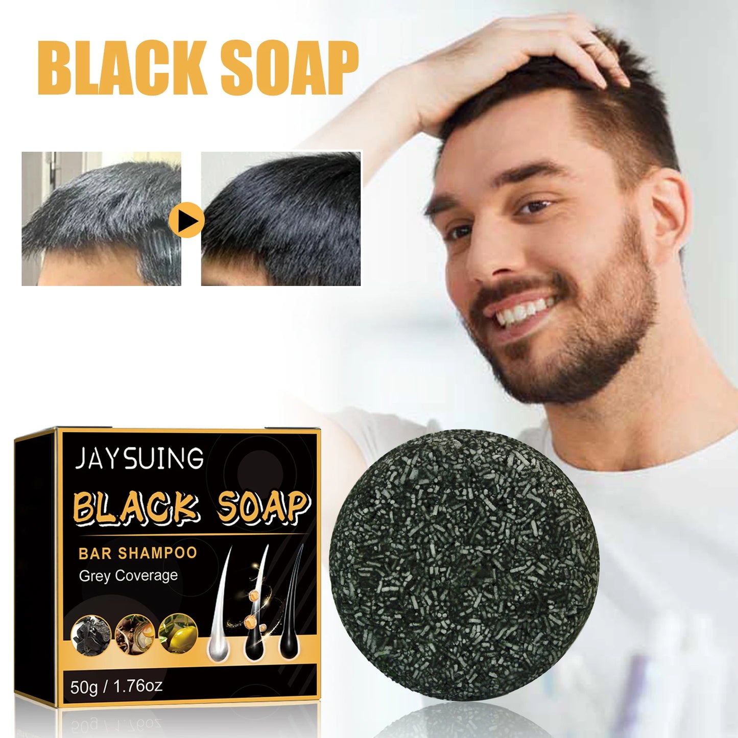 Polygonum Multiflorum Black Hair Shampoo Soap Gentle Coconut Oil Refreshing Oil Control Smoothing Hair Care Handmade Soap