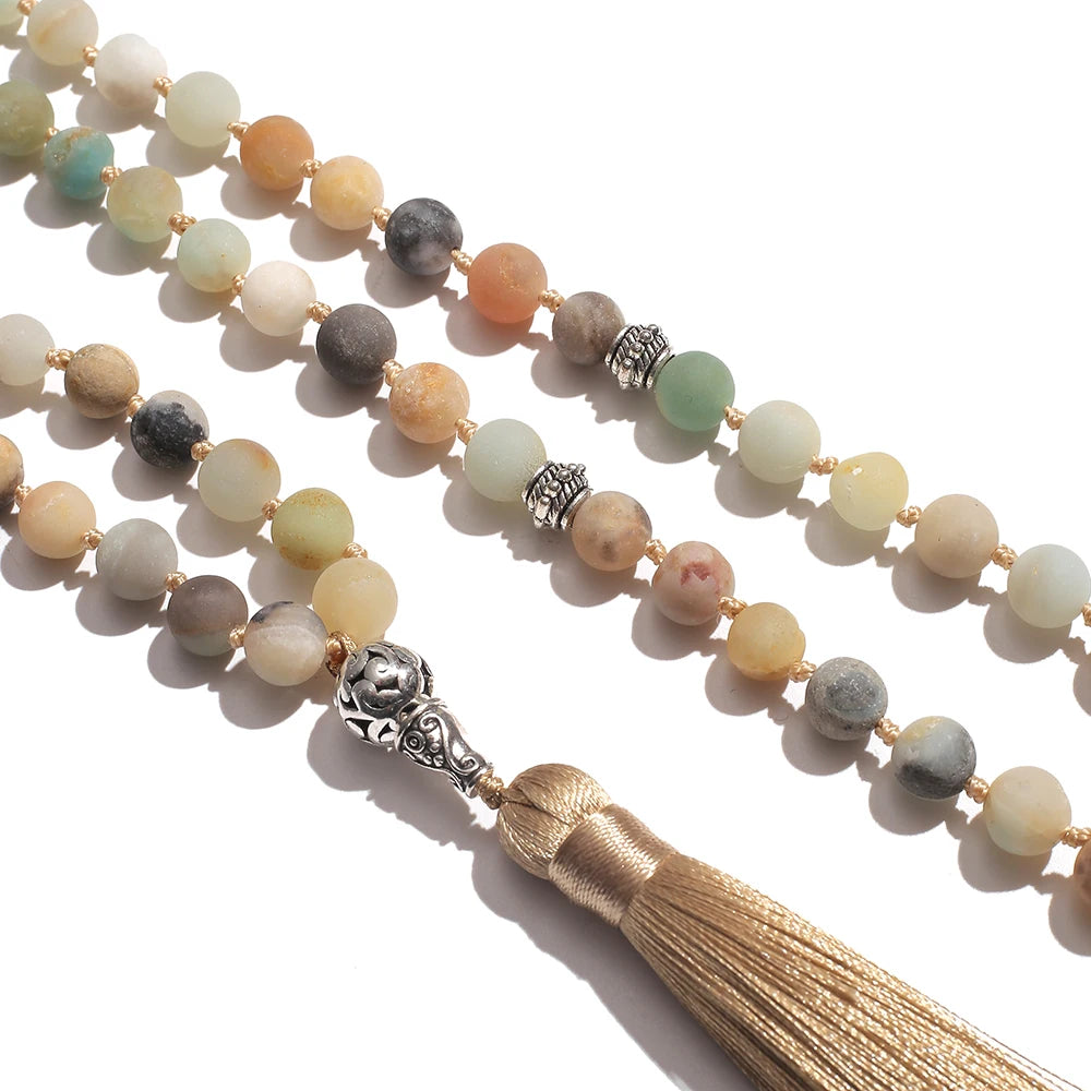 Tasbih Prayer 99 Prayer Beads  Islamic Rosary 8mm Amazonite Knotted Necklace Bracelet Muslim Jewelry