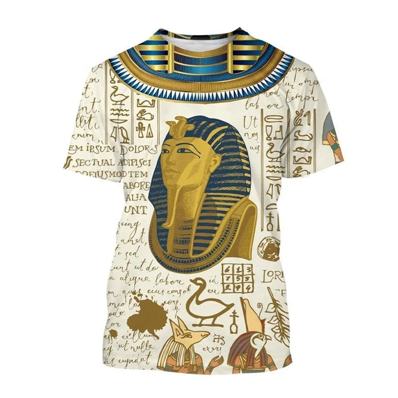 Pharaoh Anubis & Horus 3D T-Shirt – Unisex Retro Egyptian Gods Print Tee