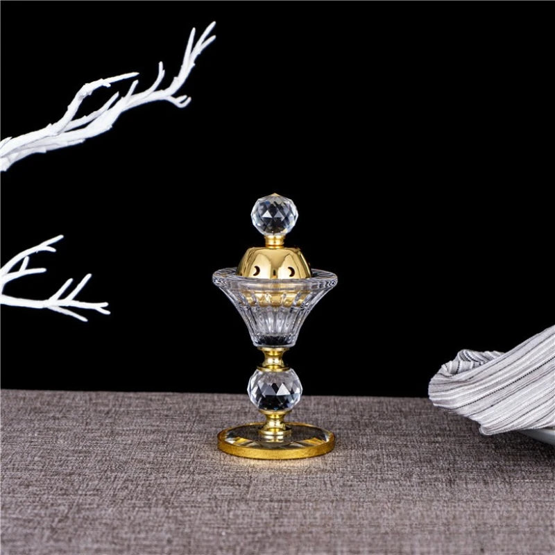 Crystal Bakhoor Burner – Frankincense Incense Holder with Removable Lid