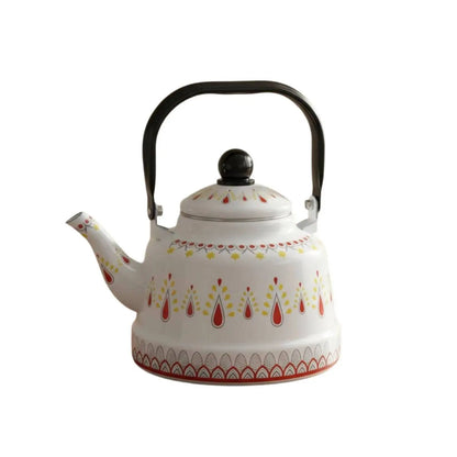 Enamel Kettle for Boil Water Round Teapot Easy to Clean Vintage Water Kettle Anti-Scald Water Kettle for Stovetop Kitchen Home