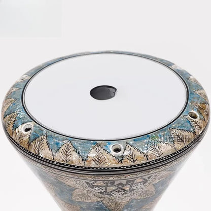 Artist Egypt hand inlaid 9 inch Middle Eastern drum Arabic tambourine East Baker AEED4
