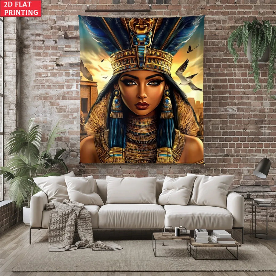 Cleopatra Tapestry – Unframed Egyptian Queen Wall Hanging for Boho & Heritage Decor