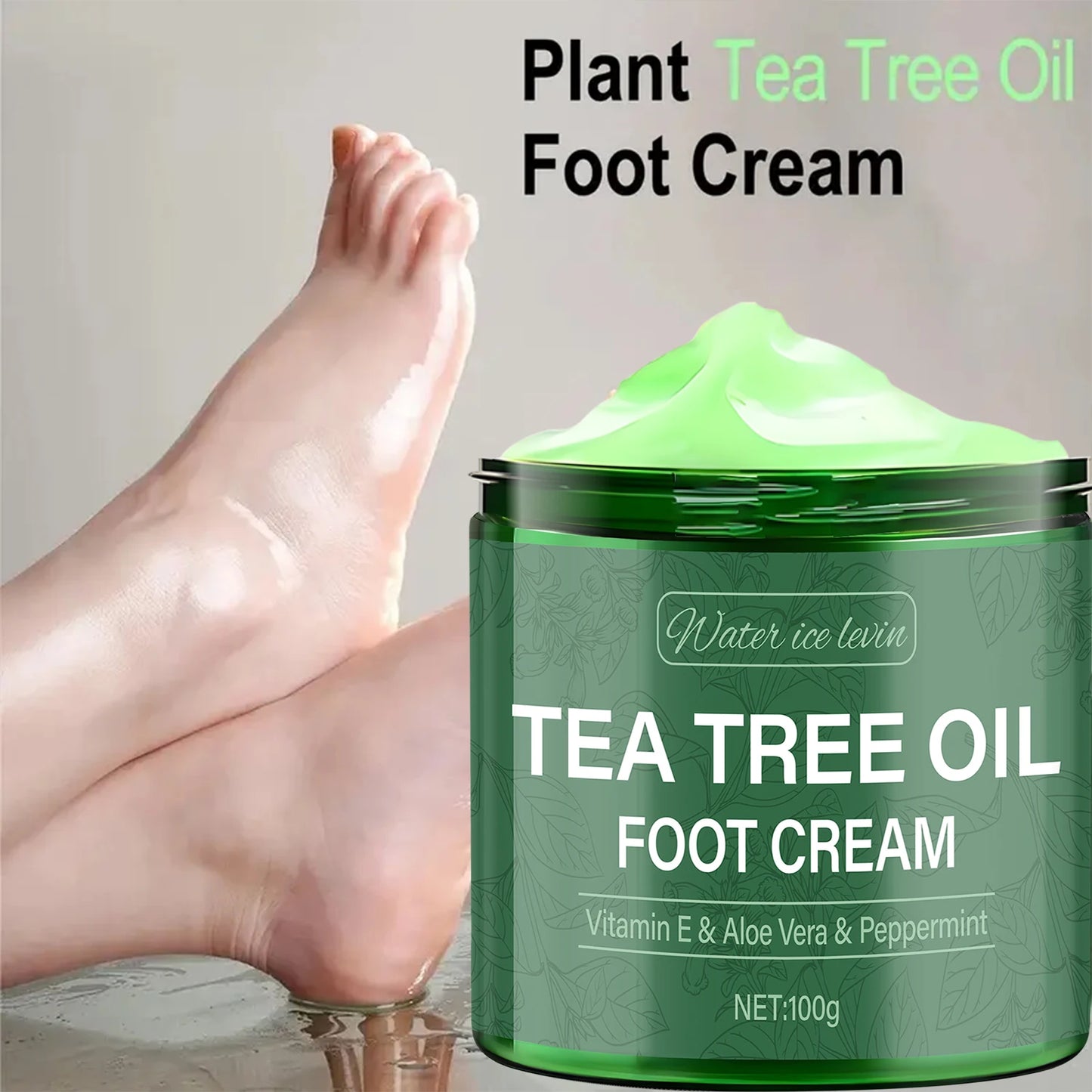 Tea Tree Oil Foot Cream, Vitamin E & Aloe Vera-Infused, Light Texture Moisturizes & Protects Feet for Elastic Skin