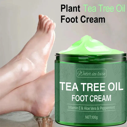 Tea Tree Oil Foot Cream, Vitamin E & Aloe Vera-Infused, Light Texture Moisturizes & Protects Feet for Elastic Skin