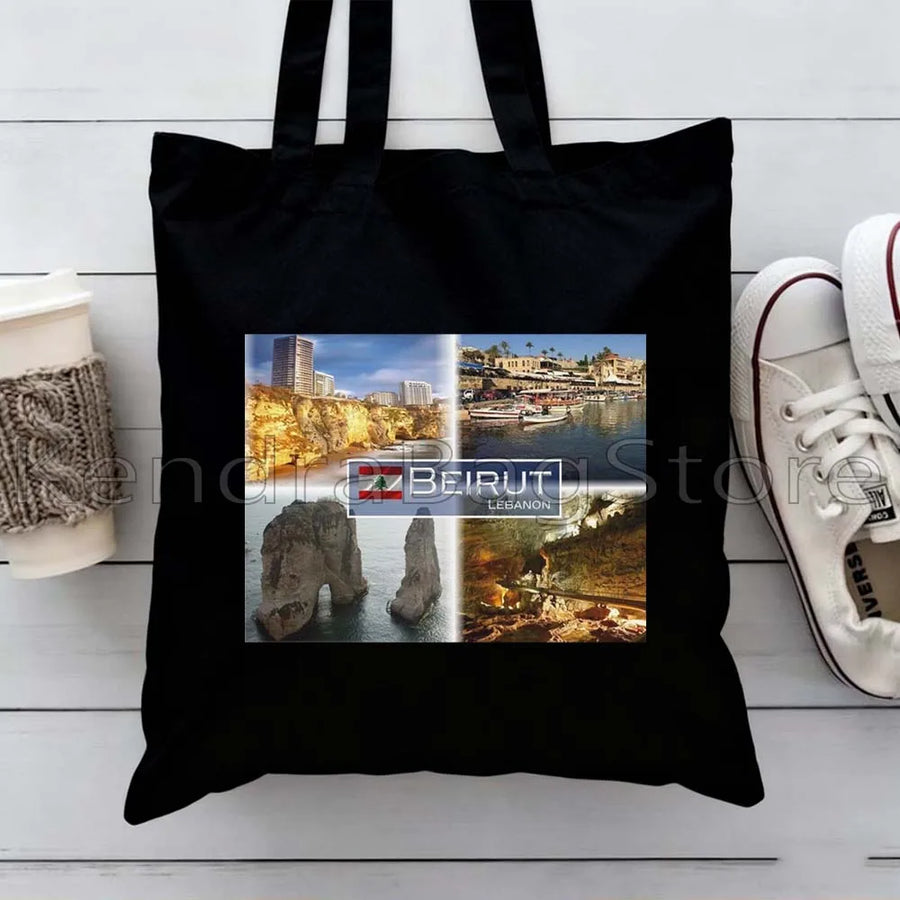 Ya Beirut – Lebanon Flag Heart Canvas Shoulder Tote
