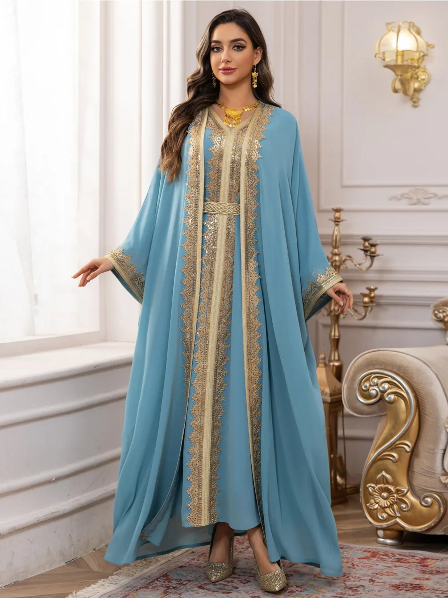 Eid Grace – 2-Piece Lace-Up Cardigan Set for the Muslim Woman