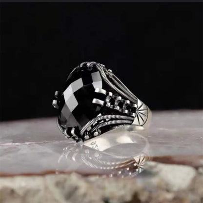 Turkish Men's Ring Vintage Black Zircon Fashion Punk Wind Islamic Religious Muslim Jewelry