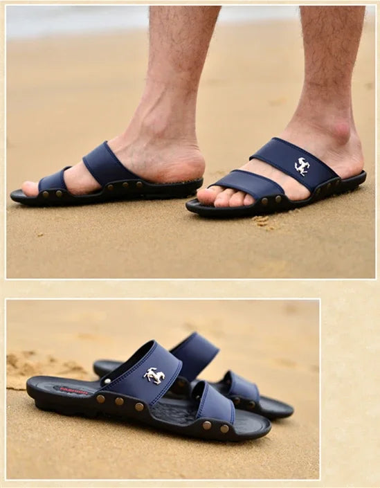 Casual Famous Brand Men Sandals outdoor Shoes Breathable Slippers Summer Flip Flops Beach Men Shoes Leather Sandalias Zapatos Ho