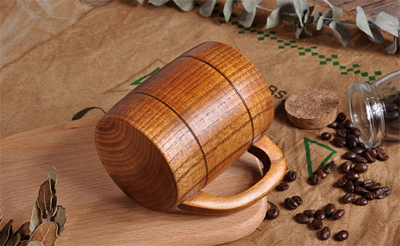 Handmade Spruce Wood Cups – Natural Big Belly Mug for Tea, Coffee & Milk