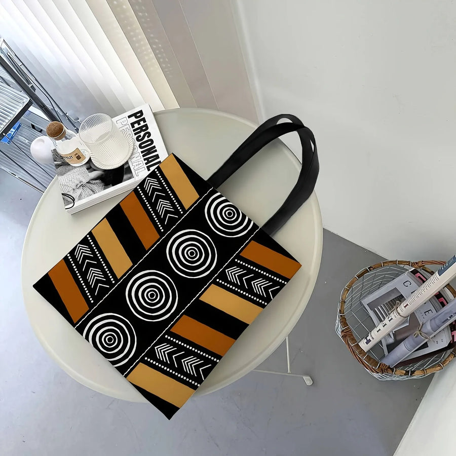 Red & Black Geometry – Traditional Pattern Large Capacity Tote