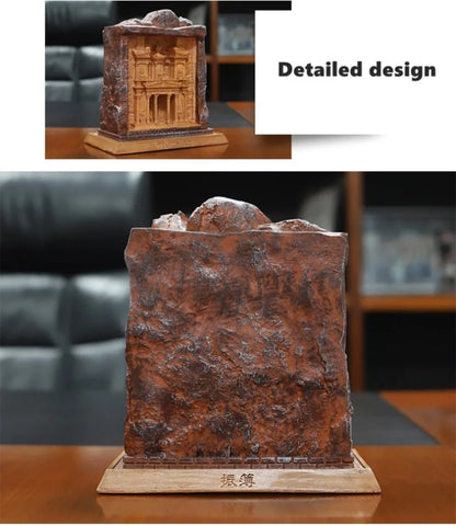 World Famous Building Model Jordan Petra Treasury Resin Ornament – Jordanian Architectural Model, Creative Home Decor