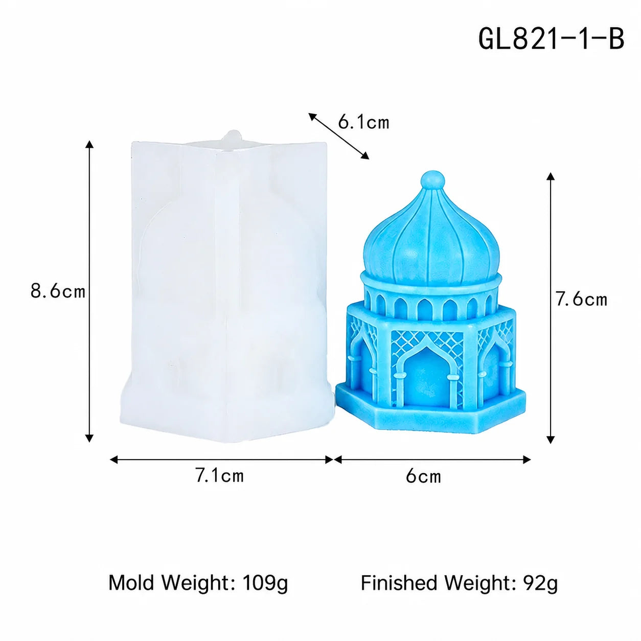 Ramadan Lantern Silicone Mold 3D Mosque Castle Candle Mold Eid Mubarak Islamic Plaster Gypsum Wax Resin Soap Making DIY Ornament