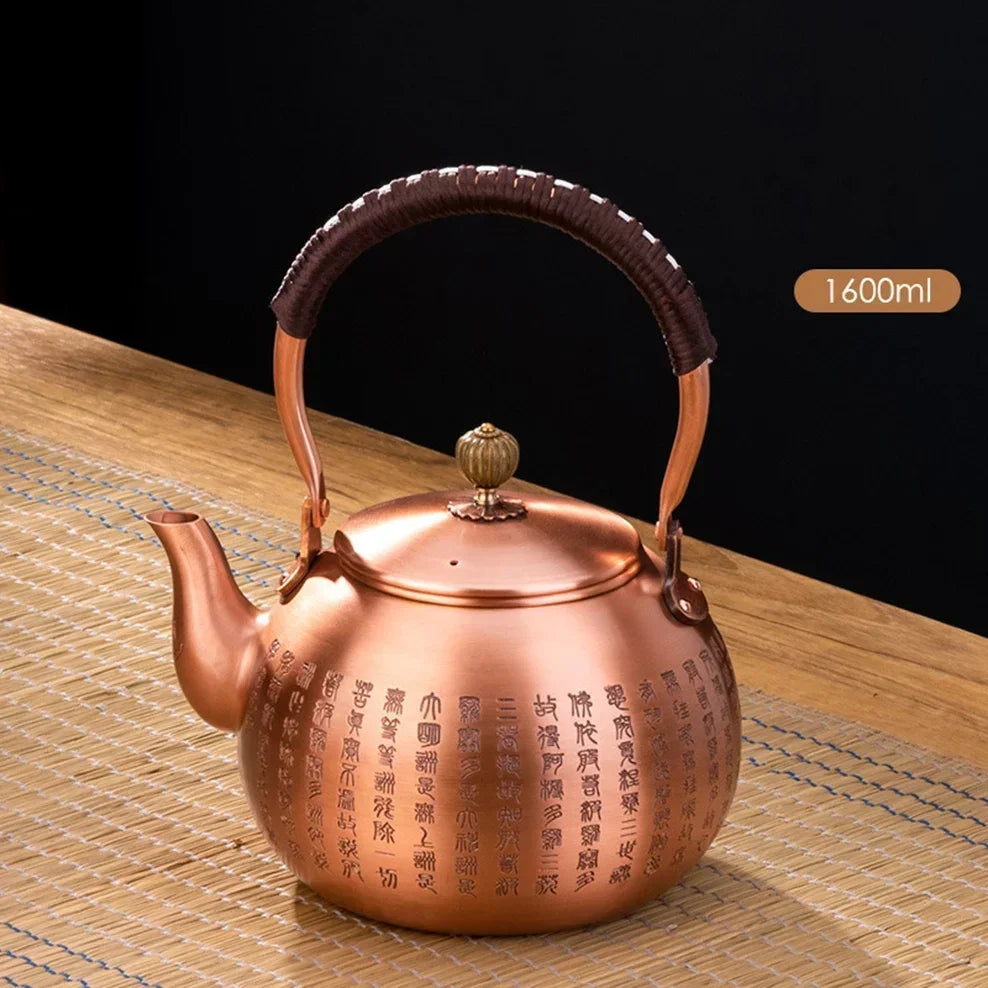 600/1200/1600ml Pure Copper Boiling Tea Kettle Retro Style Handmade Copper Pot Large Capacity Health Care Teapot Boiling Kettle