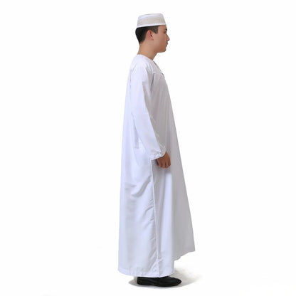 Men's Saudi Arabic Long Sleeve Robe Ramadan Muslim Dress For Men Middle East Islamic Clothing