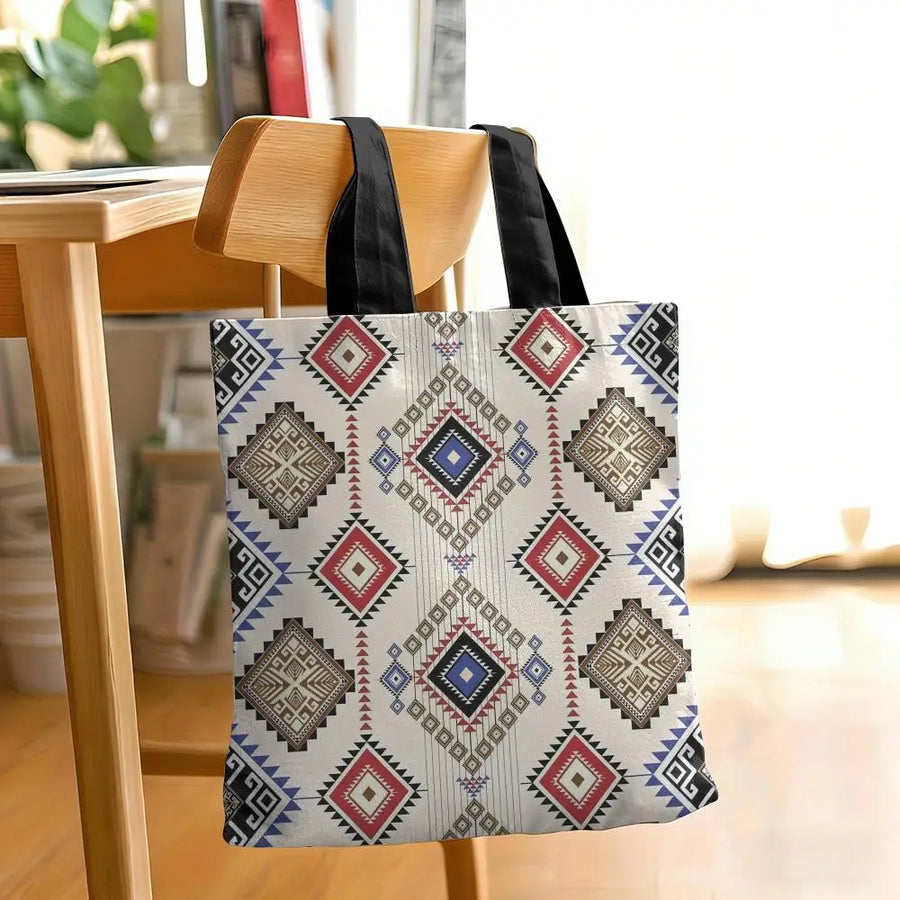 Azteca Nomad – Navajo Pattern Double-Sided Canvas Shoulder Tote