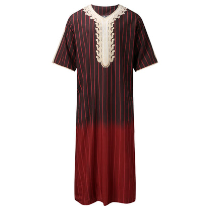 Men's Luxury Graphics Muslim Robes Arab National Loose Casual V-Neck Mid-sleeved Retro Ethnics Jumpsuit Summer M-4XL 2025 New