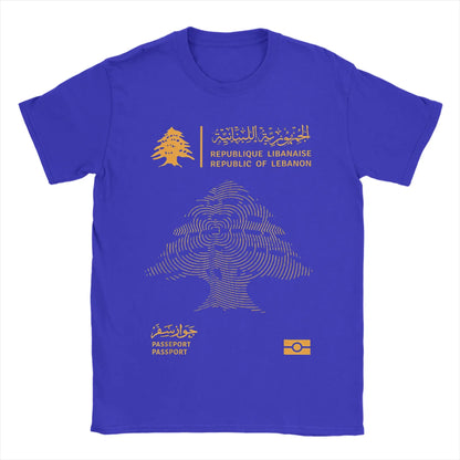 Lebanese Lebanon Passport Flag Men T Shirt  Vintage Tee Shirt Short Sleeve Round Neck T-Shirt Pure Cotton New Arrival Clothes