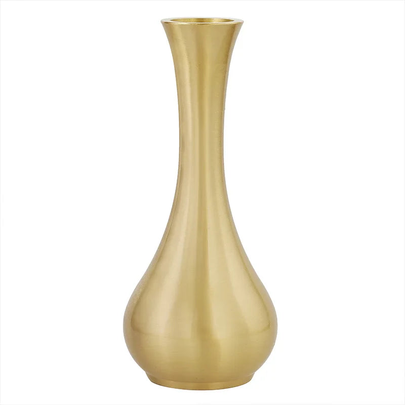 Engraved Gold Brass Vase – Metallic Centerpiece for Flowers & Home Decor