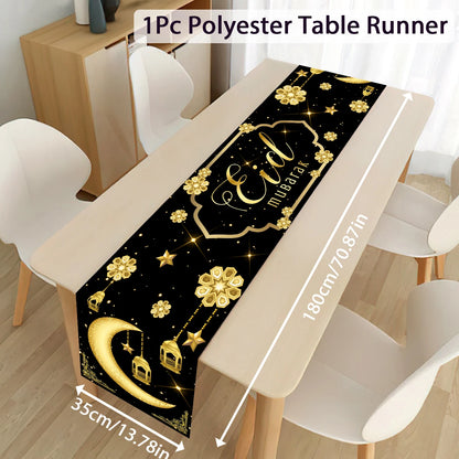 EID Mubarak Decoration Table Runner Ramadan Decor 2024 For Home Tablecloth Ramadan Kareem Islamic Muslim Party Eid Al-Fitr Gifts