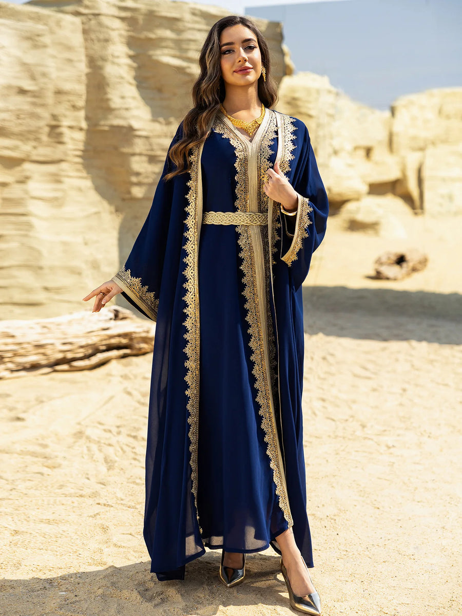 Eid Grace – 2-Piece Lace-Up Cardigan Set for the Muslim Woman