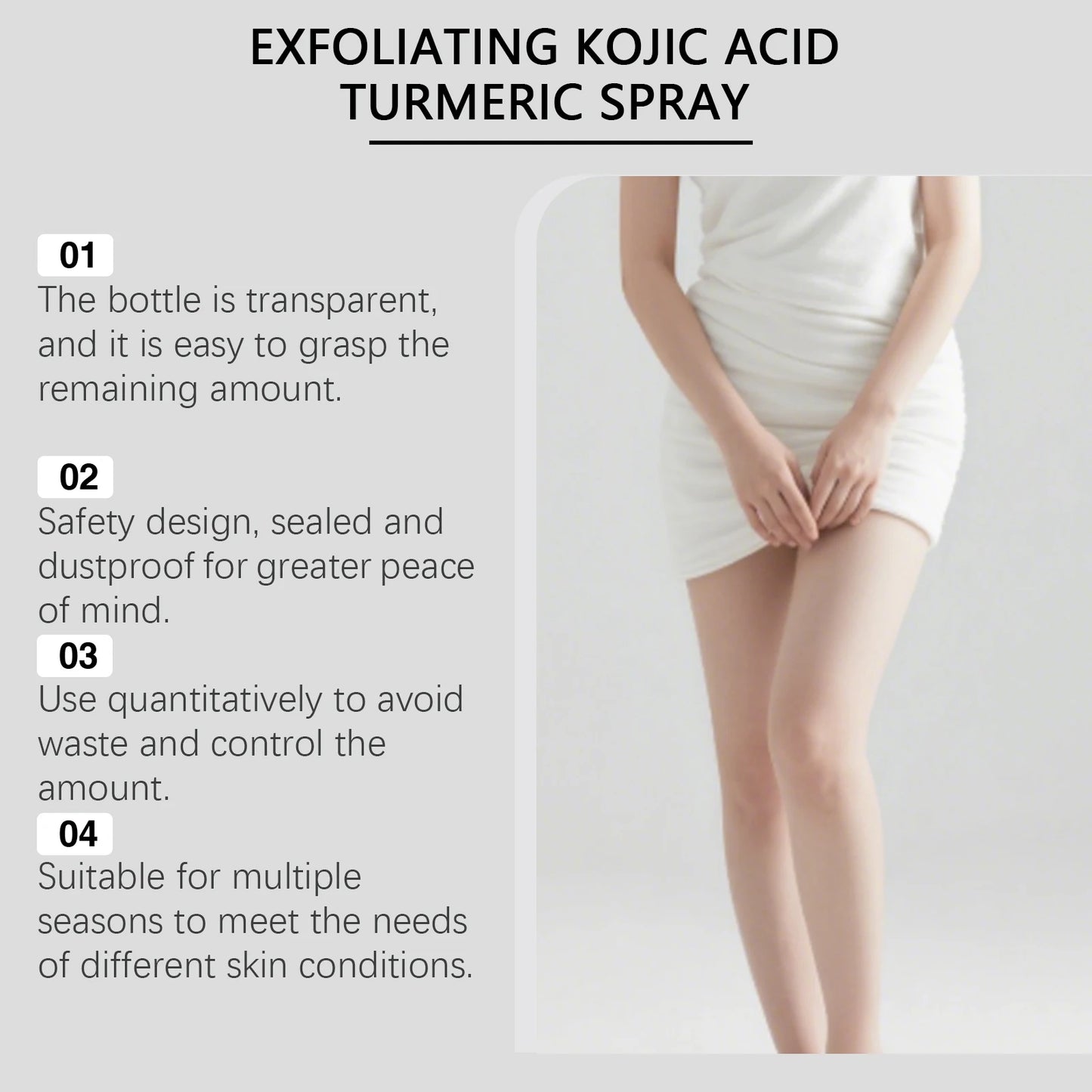 OceAura Peel Shot Kojic Acid Turmeric Spray Dead Skin Remover Smooth Body Exfoliant Improve Dullness Refreshing Hydrating Spray