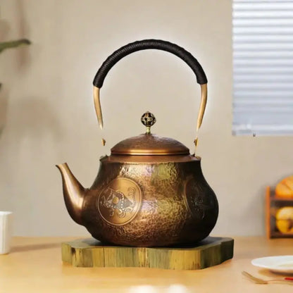 Pear shaped pure copper teapot, Handmade hammered copper teakettle, Home gas boiling tea pot, Kung Fu Health water kettle, 1.5L