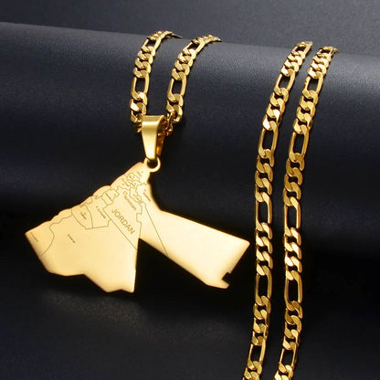 Hashemite Kingdom Map Pendant – Unisex Jordanian Necklace, Anniyo