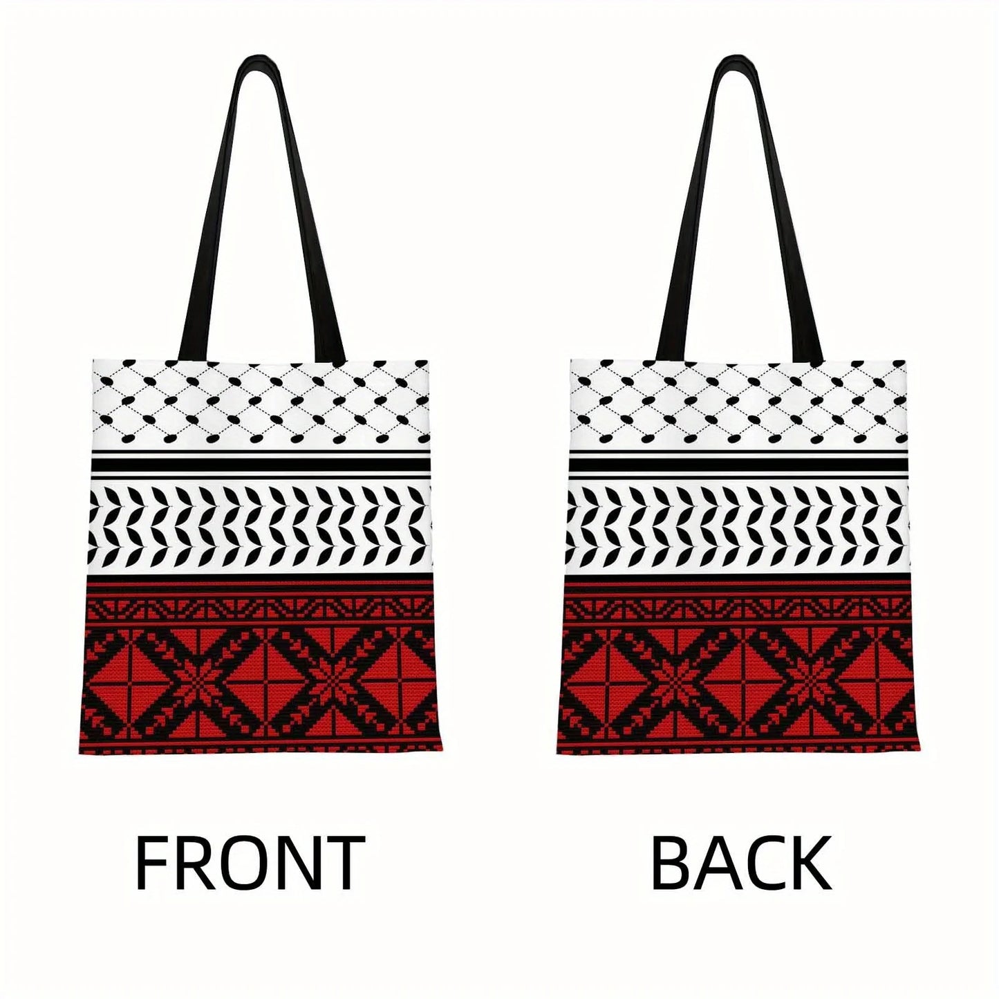Red & Black Geometry – Traditional Pattern Large Capacity Tote