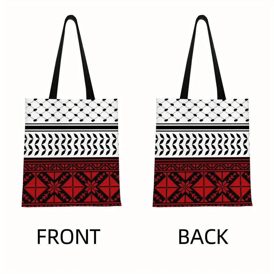 Red & Black Geometry – Traditional Pattern Large Capacity Tote