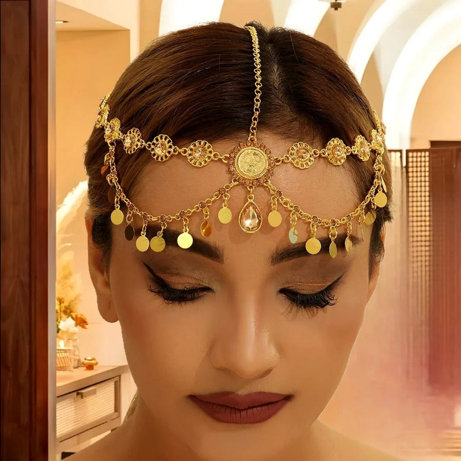 Gold of the Maharaja – Indo-Arabic Bridal Head Chain for the Muslim Woman in America