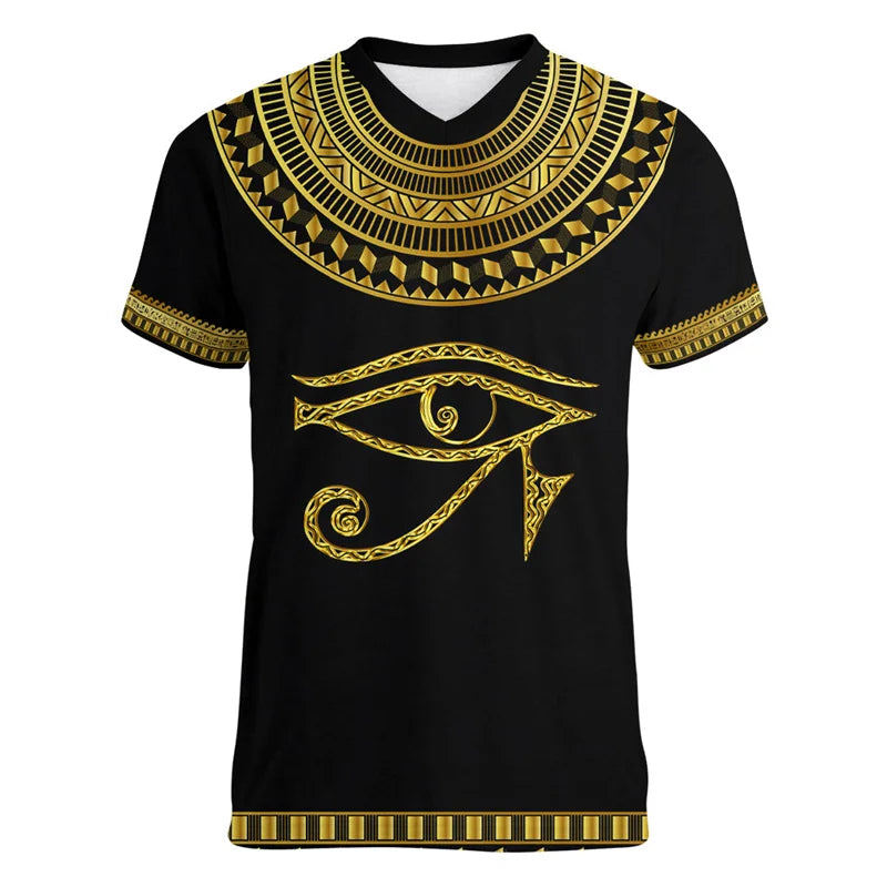 3D Pharaoh Graphic T-Shirt – Men's Egyptian History V-Neck Tee