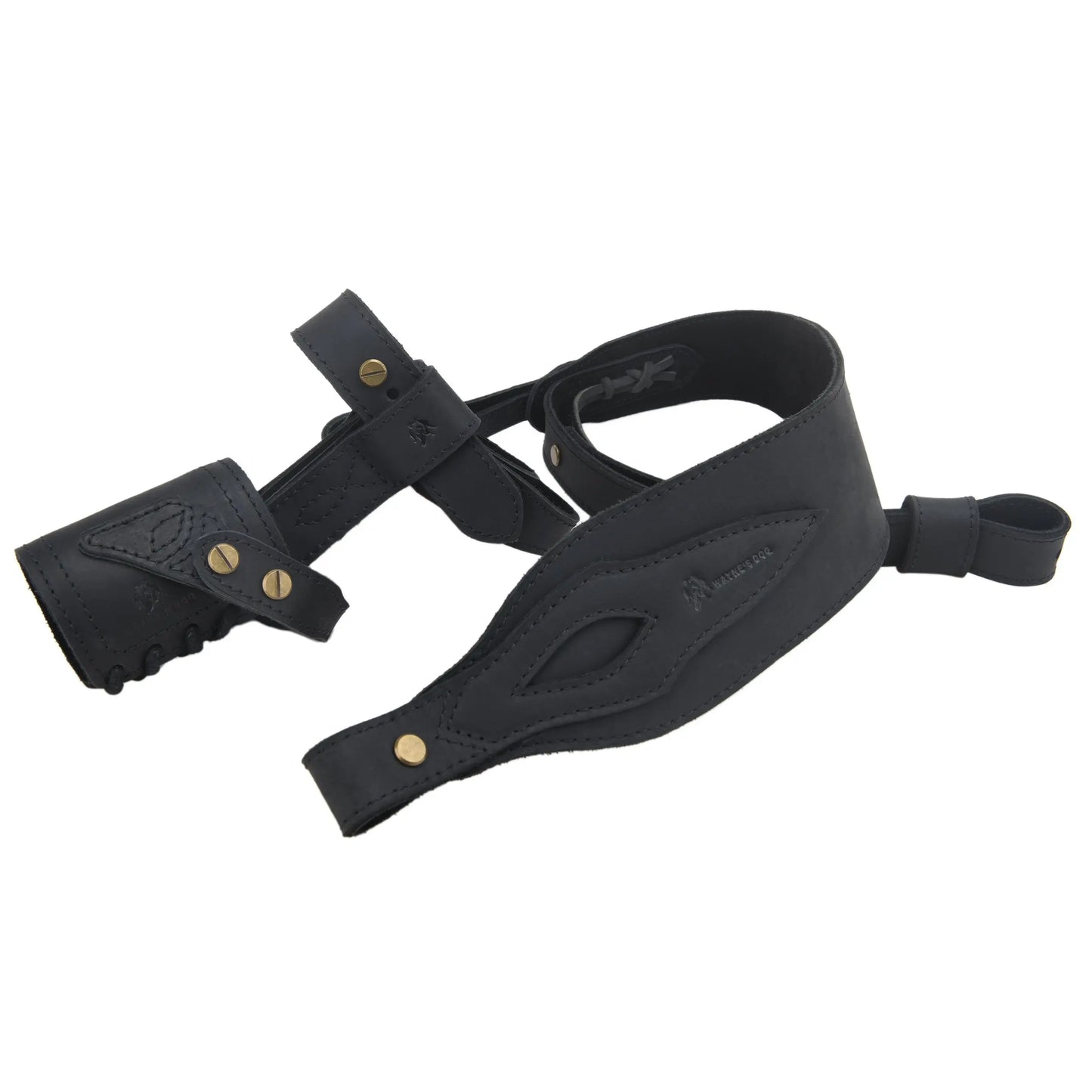 WAYNE'S DOG 1 Combo LeatherRifle Gun No Drill Harnessed Buttstock Holder with Barrel Mount with Matched Gun Sling Shoulder Strap