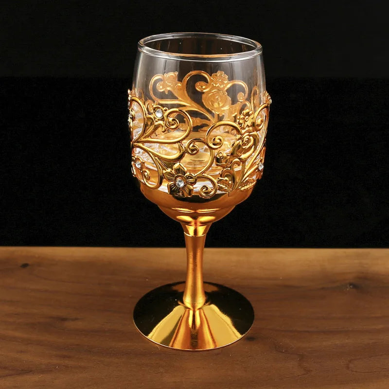 Vintage Metal Wine Glasses Goblet European Style Wine Cup Great For Red White Wine For Party Wedding Anniversary