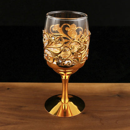 Vintage Metal Wine Glasses Goblet European Style Wine Cup Great For Red White Wine For Party Wedding Anniversary