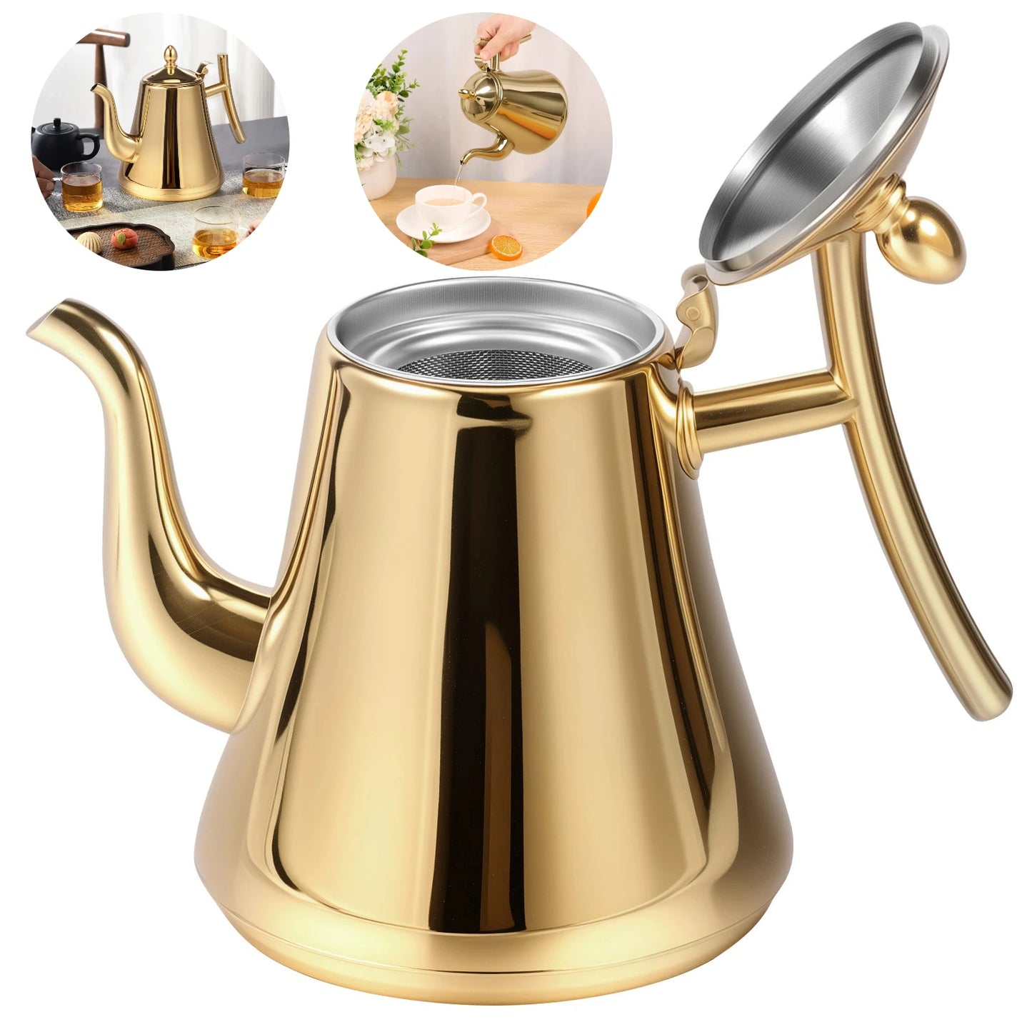 304 stainless steel 2L induction cooker kettle ergonomic handle with detachable filter store restaurant office hot water kettle