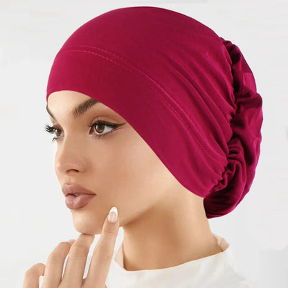Muslim Fashion Women Hijabs Soft Stretch Solid Color Turban Hat Cancer Chemo Beanies Caps Headwear Headwrap Hair Accessories