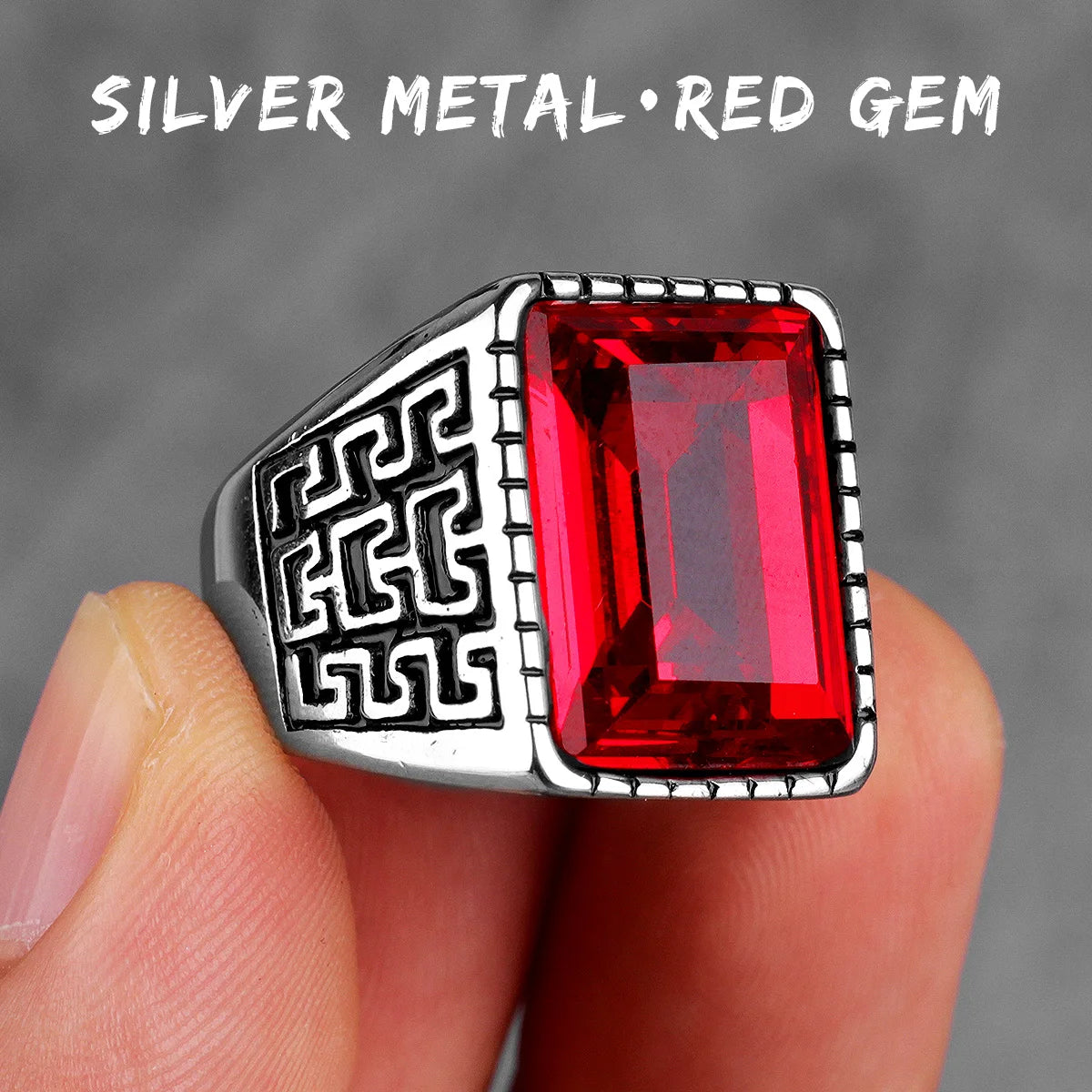 Stainless Steel Mens Rings Gold Silver Color Red Blue Rhinestone Simple Luxury for Male Boy Jewelry Creativity Gift Wholesale