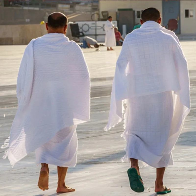 Men Ihram Prayer Outfit White Robe for Hajj Umrah Pilgrimage Middle East Arab Islamic
