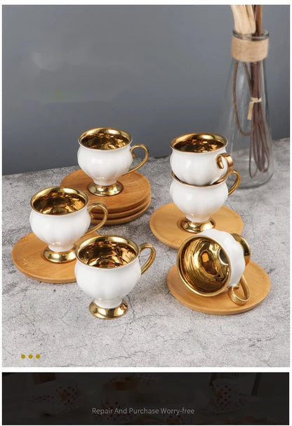 Best 2pcs/set Turkish Coffee Cups Set Of 2 Ceramics Cup Of Coffee Creative Gifts Relief Teacup And Saucer Set Retro 90ml Gobelet