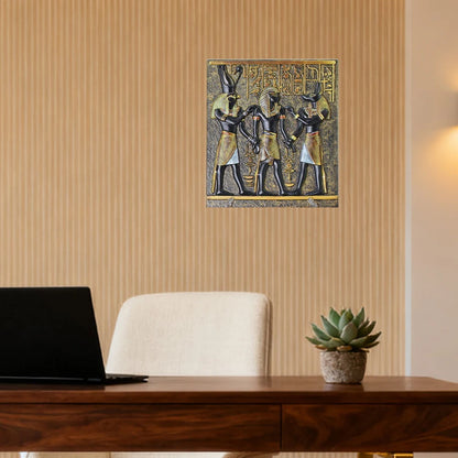 Pharaoh Circular Relief Plaque – 20cm Egyptian Pyramid Resin Desktop Decor