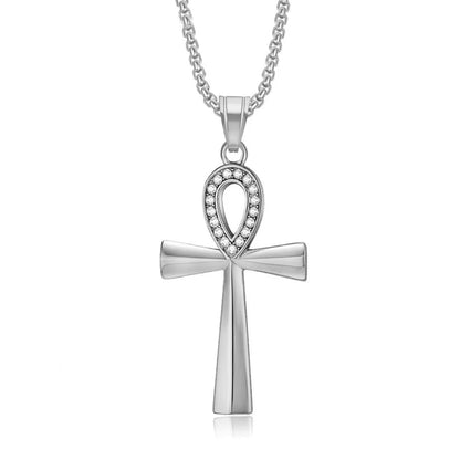 Gold Ankh Cross Pendant – Stainless Steel Key of Life Necklace for Men & Women