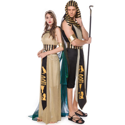 Pharaoh & Cleopatra Couple Costume – Egyptian King & Queen Cosplay Set