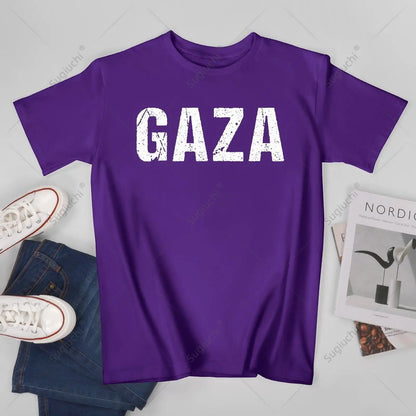 Unisex Men Vintage Gaza Palestine City Tshirt Tees T Shirts Women Boys 100% Cotton T-Shirt