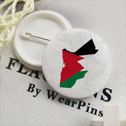 Jordan National Symbols Brooch Set – Map, Flag, Emblem & Flower Lapel Pins