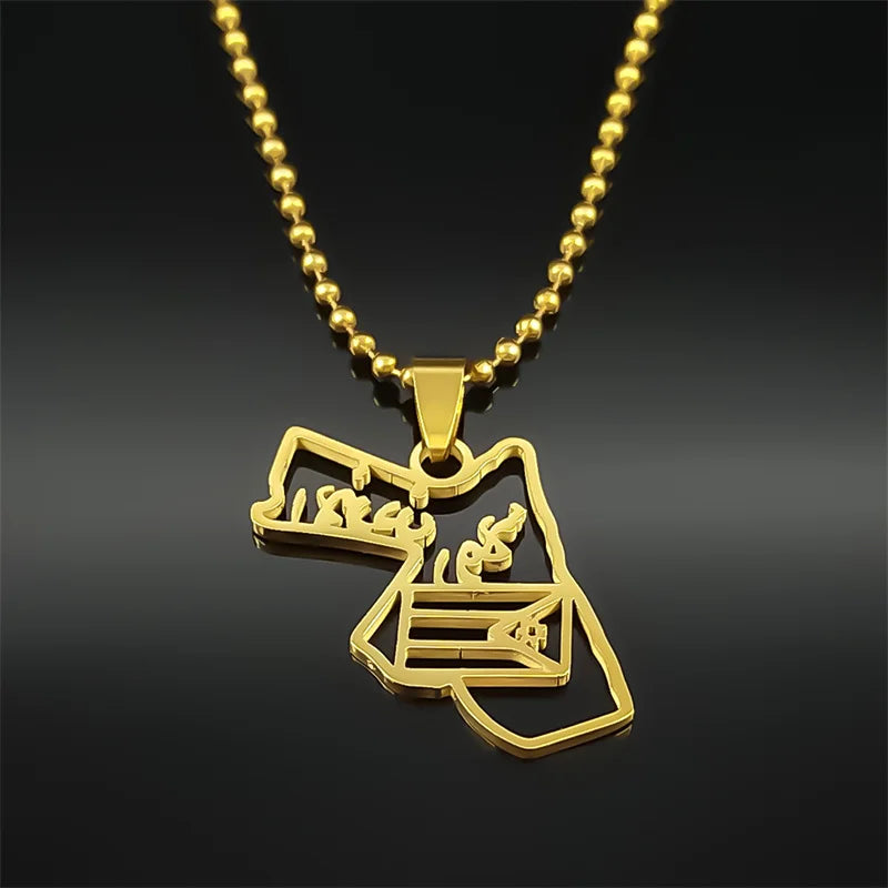 Jordan Map & Flag Pendant – Gold-Tone Stainless Steel Car & Bag Charm