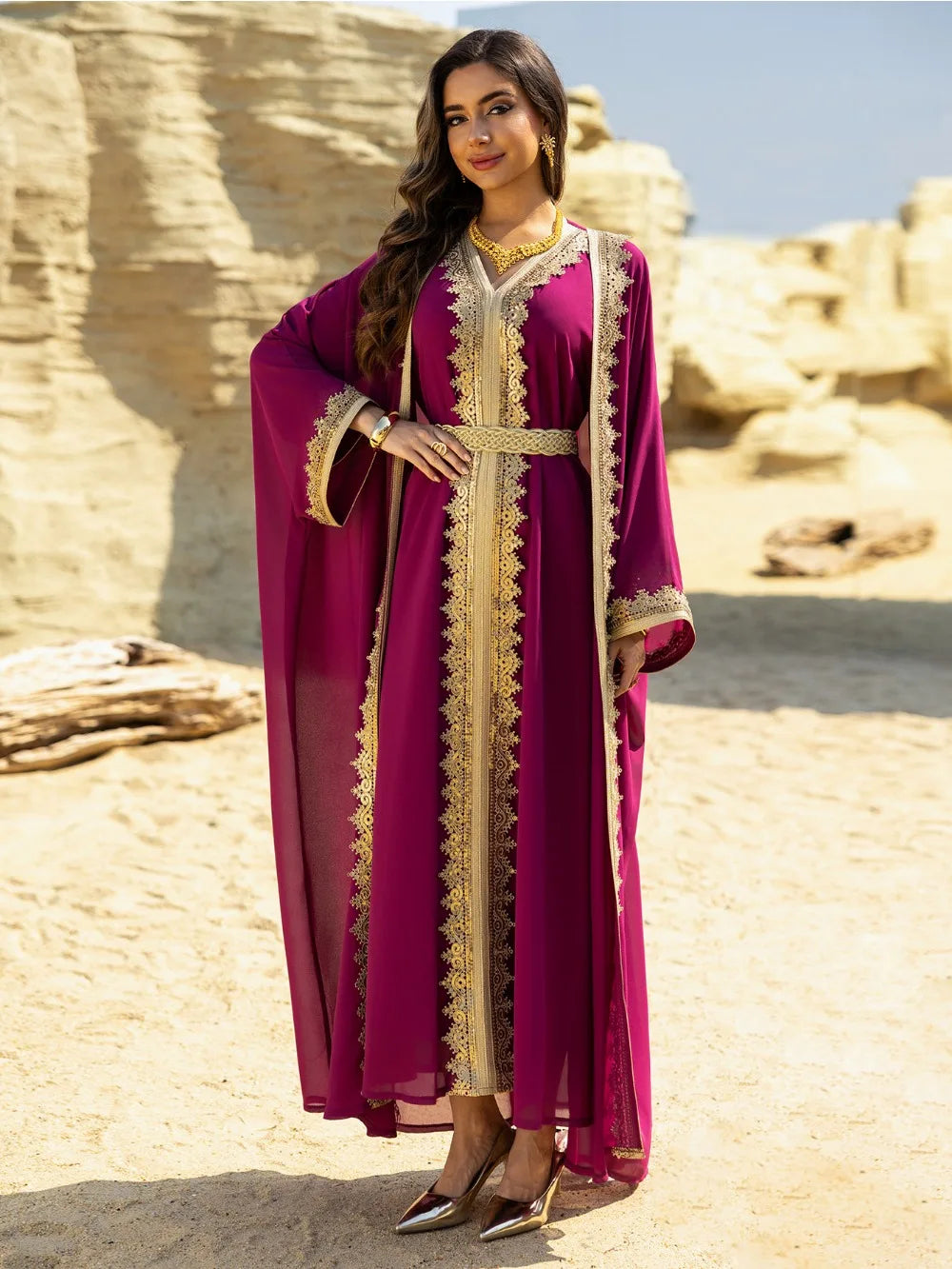 Eid Grace – 2-Piece Lace-Up Cardigan Set for the Muslim Woman